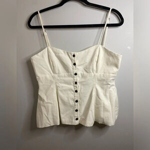 Zara - white button up crop style top - thin straps - Large